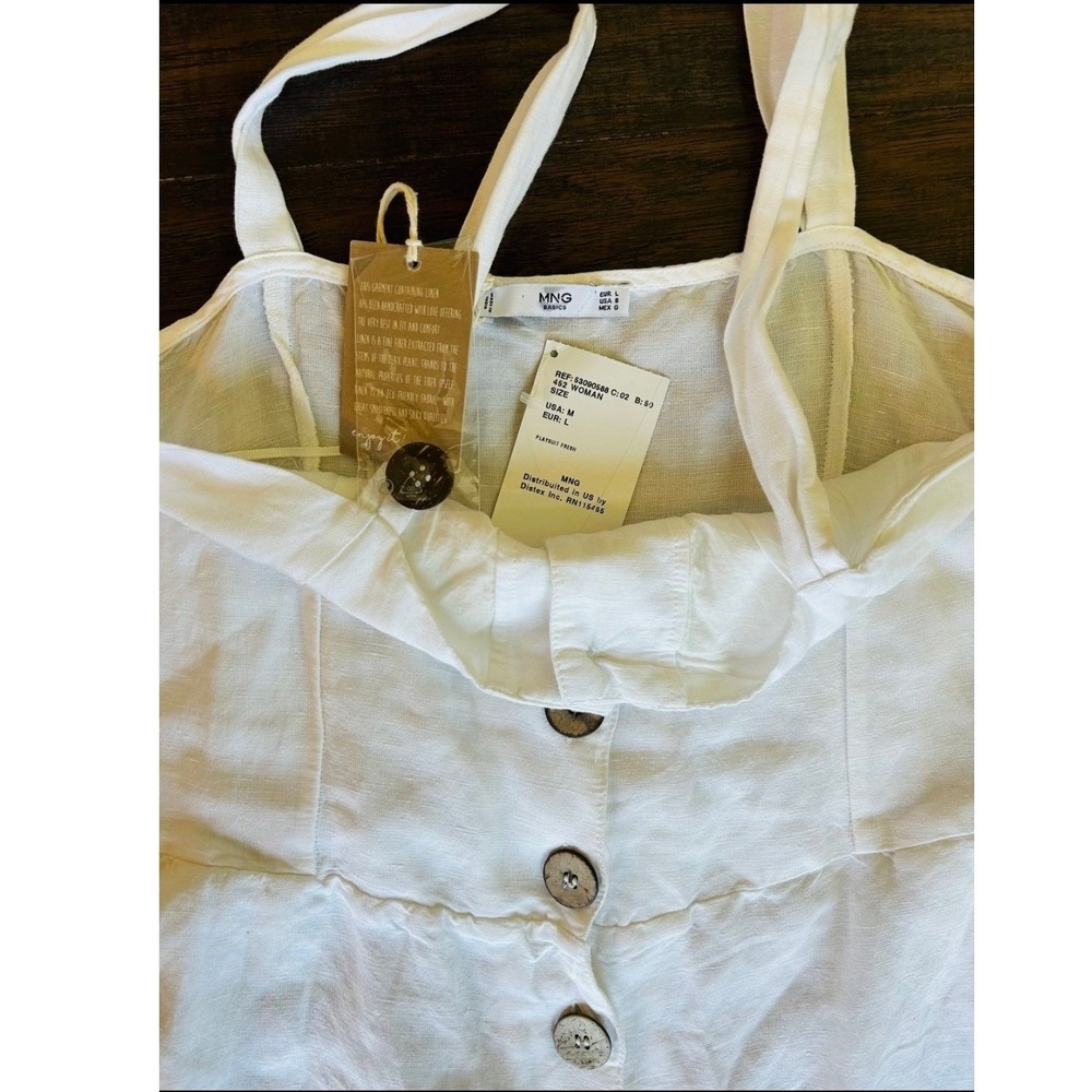 MNG Mango NWT White Button Front Sleeveless Romper Size M NEW - Picture 4 of 6